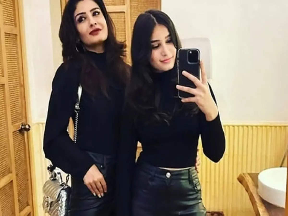 1200px x 900px - Raveena Tandon twins all-black with her daughter Rasha Thadani | Hindi  Movie News - Times of India