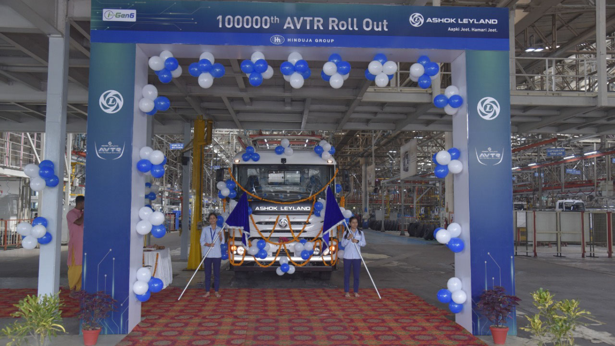 100,000th AVTR modular truck leaving factory floor in Pantnagar, Uttarakhand
