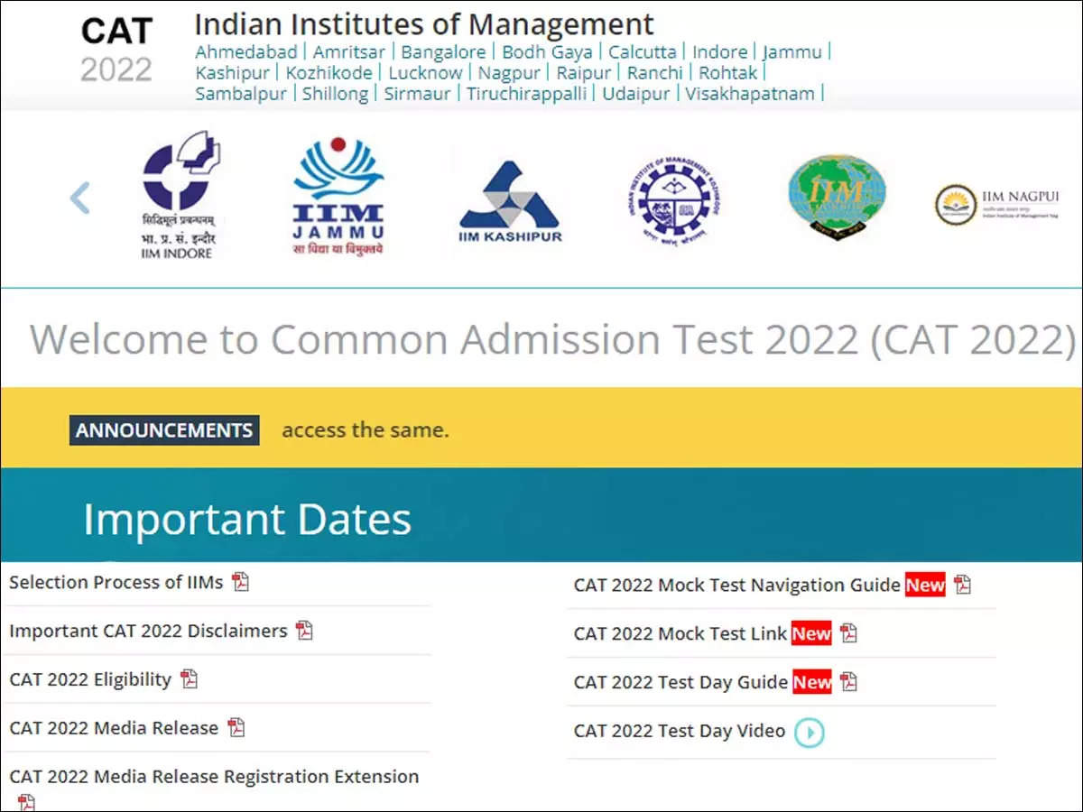 Cat Mock Test 2022: Iim Bangalore Activated Mock Test Link On Iimcat.Ac.In  | - Times Of India