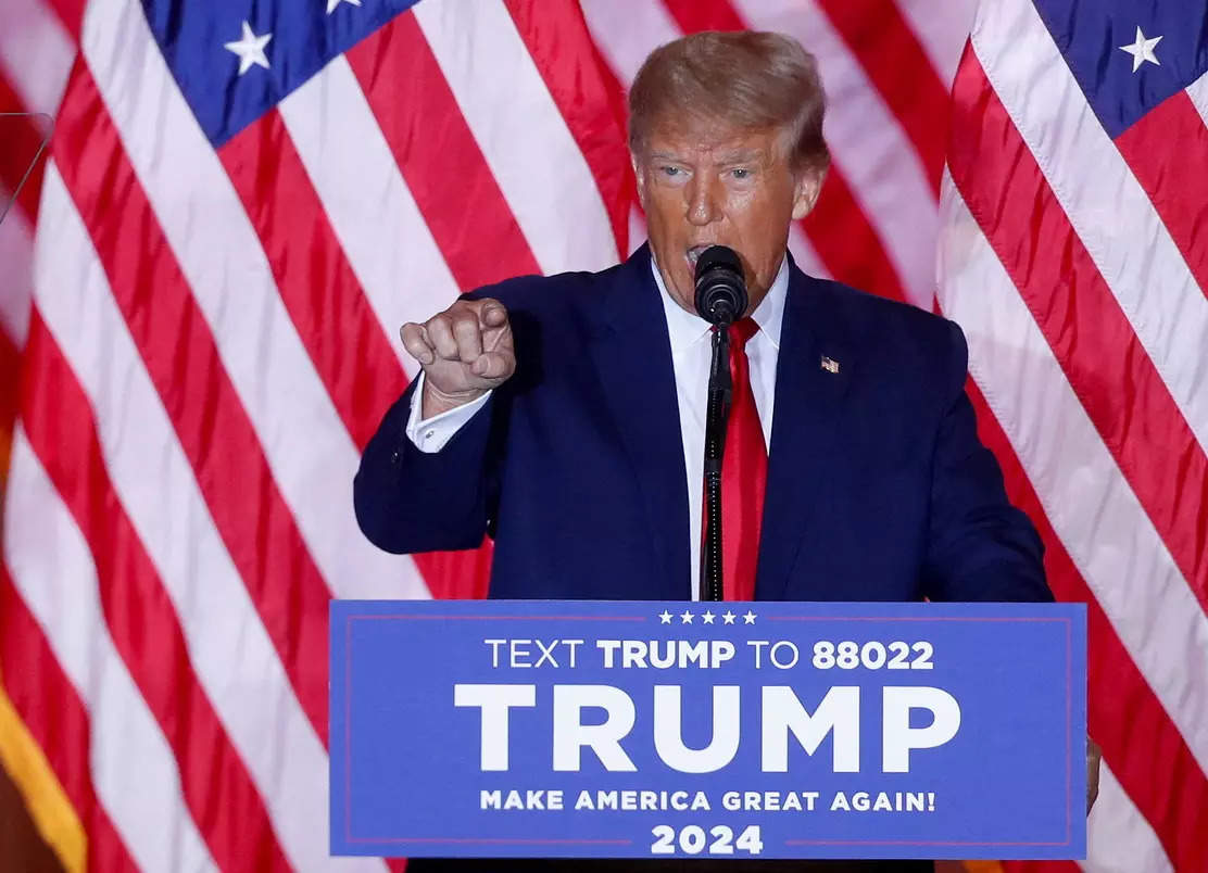 Donald Trump makes an announcement of his plans to run for president in the 2024 US presidential election at his Mar-a-Lago estate in Palm Beach, Florida.