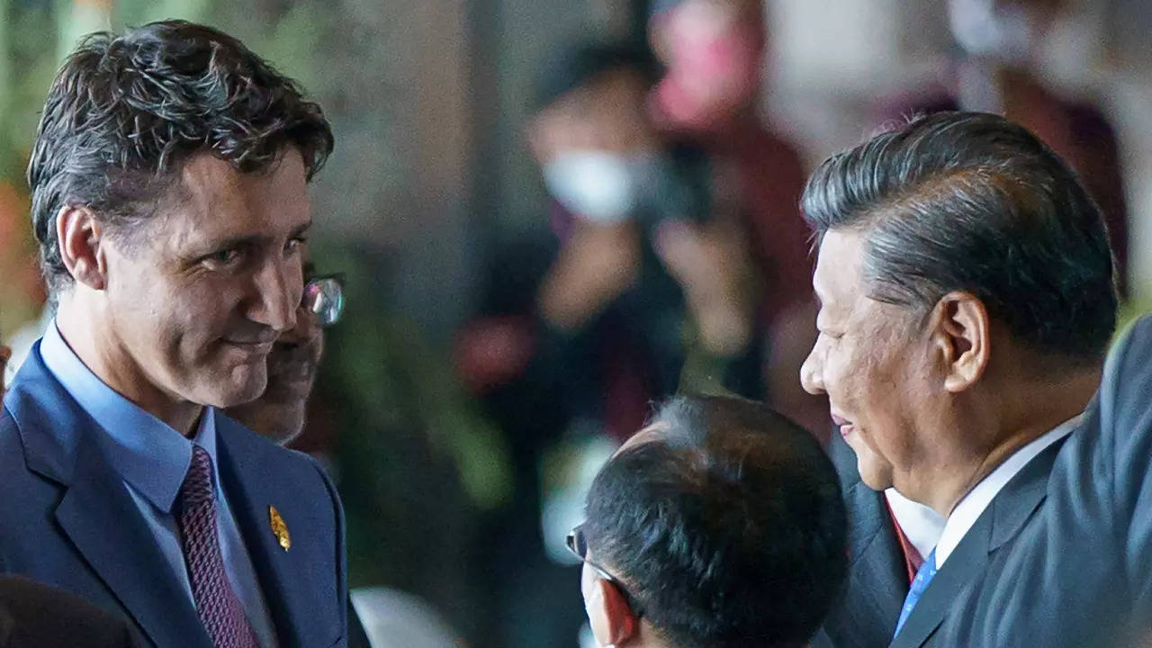 Canada's Prime Minister Justin Trudeau speaks with China's President Xi Jinping at the G20 Leaders' Summit in Bali (File photo)