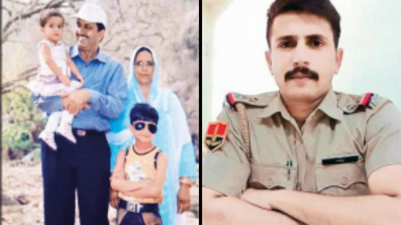 Phool Mohammed’s son , Suhail Khan is now a sub-inspector with Rajasthan Police (R). A family photo of Suhail with his parents