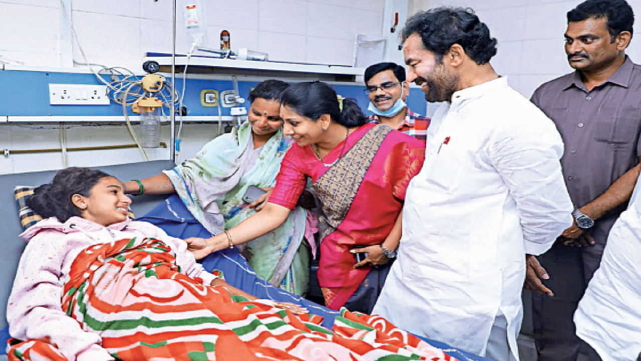 G Kishan Reddy visits students at hospital on Saturday