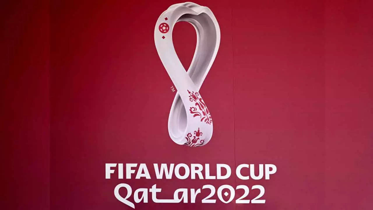 The logo of the Qatar 2022 FIFA World Cup football tournament is displayed on a wall in Doha. (AFP Photo)