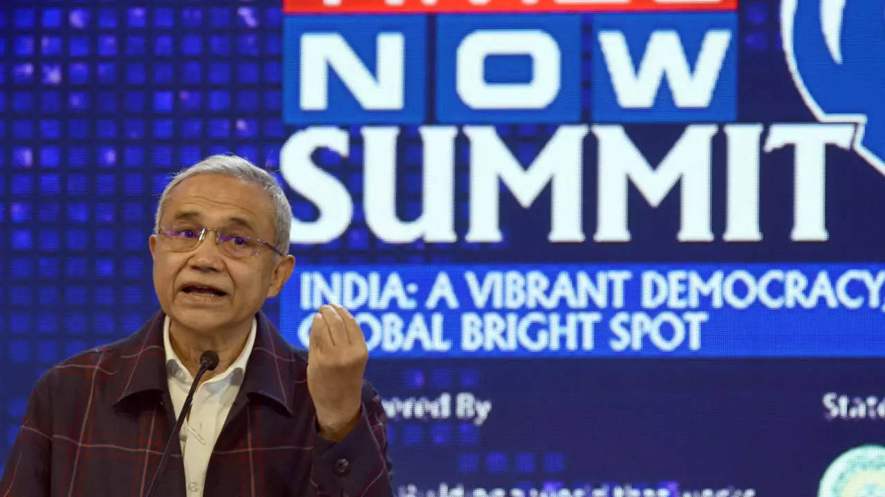 Times Group vice-chairman Samir jain speaking at the Times Now summit.