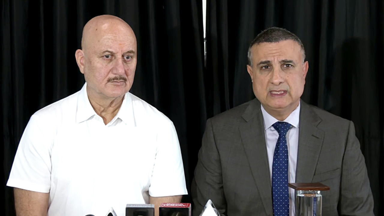  Israel Consul General Kobbi Shoshani addresses a joint press conference with Bollywood actor Anupam Kher (ANI)