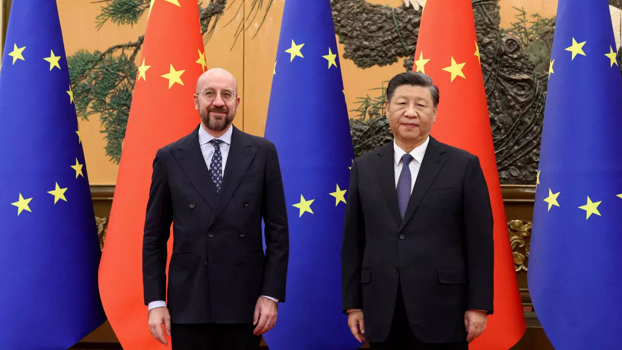 European Council President Charles Michel attends a meeting with Chinese President Xi Jinping in Beijing (Reuters)