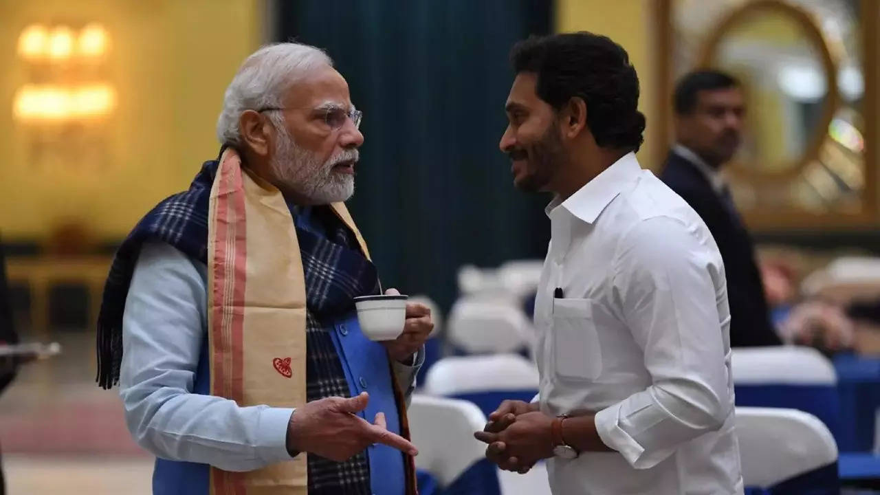 PM Modi with Andhra CM Jagan Mohan Reddy during the all-party meeting on the G20 summit in New Delhi on Monday