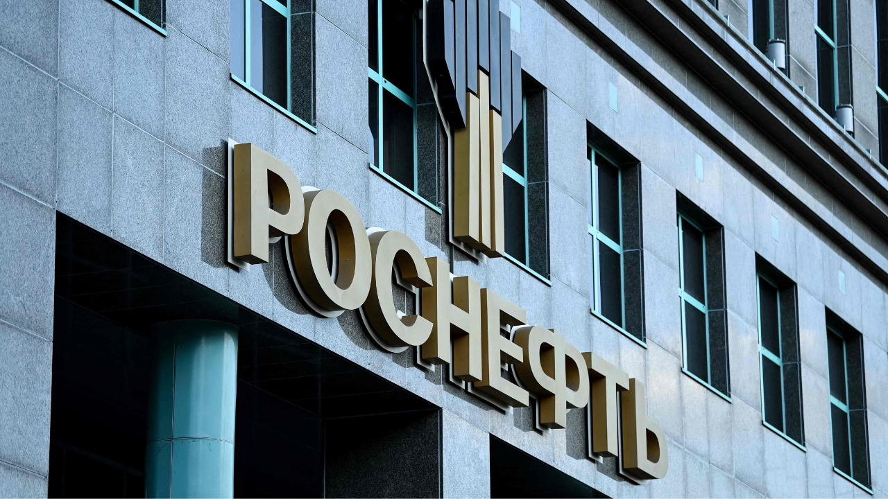 The logo of Russia's oil producer Rosneft on its headquarters in Moscow (AFP)