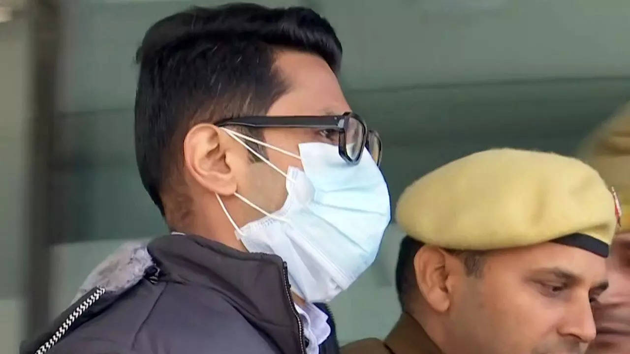 Accused Shankar Mishra leaves IGI Police Station after questioning in the Air India passenger urinating case. (ANI)