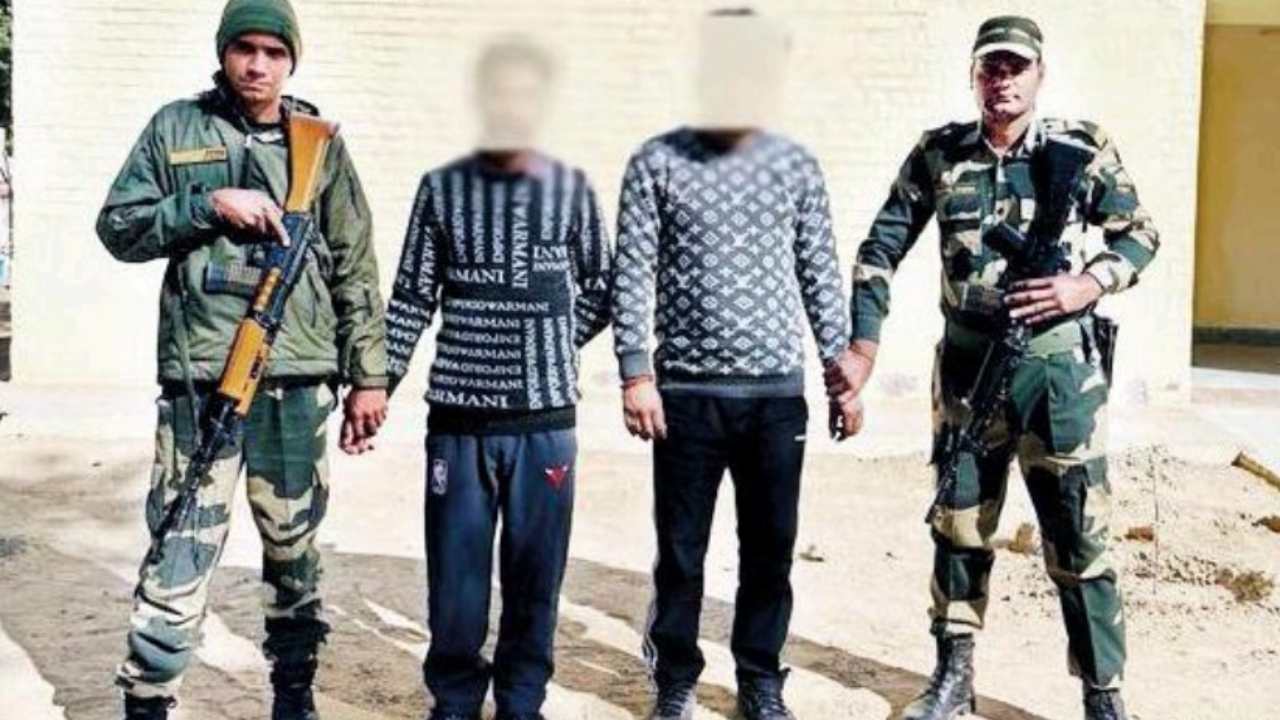 Two smugglers caught with drugs at the Indo-Pak border on Sunday