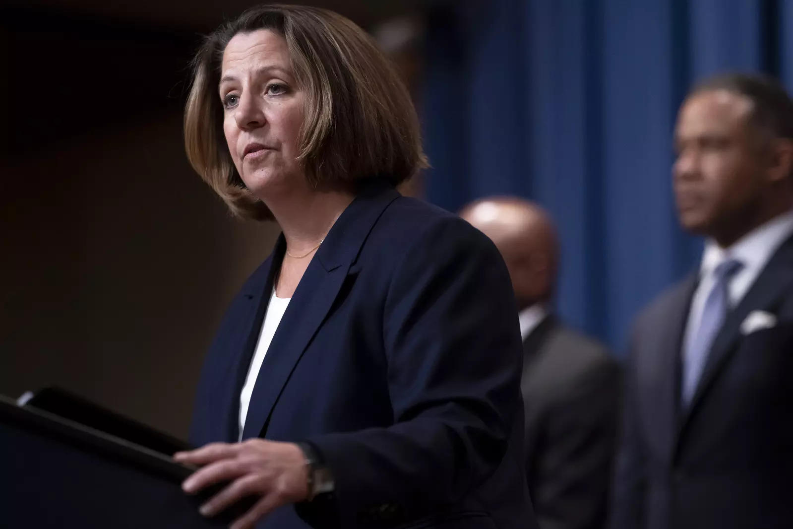 Deputy Attorney General Lisa Monaco announces international enforcement action against cryptocurrency exchange Bitzlato and the arrest of the company's founder, Russian national Anatoly Legkodymov.