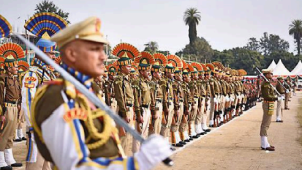 Full dress rehearsal takes place for the republic day parade at Dehradun’s Parade ground on Tuesday