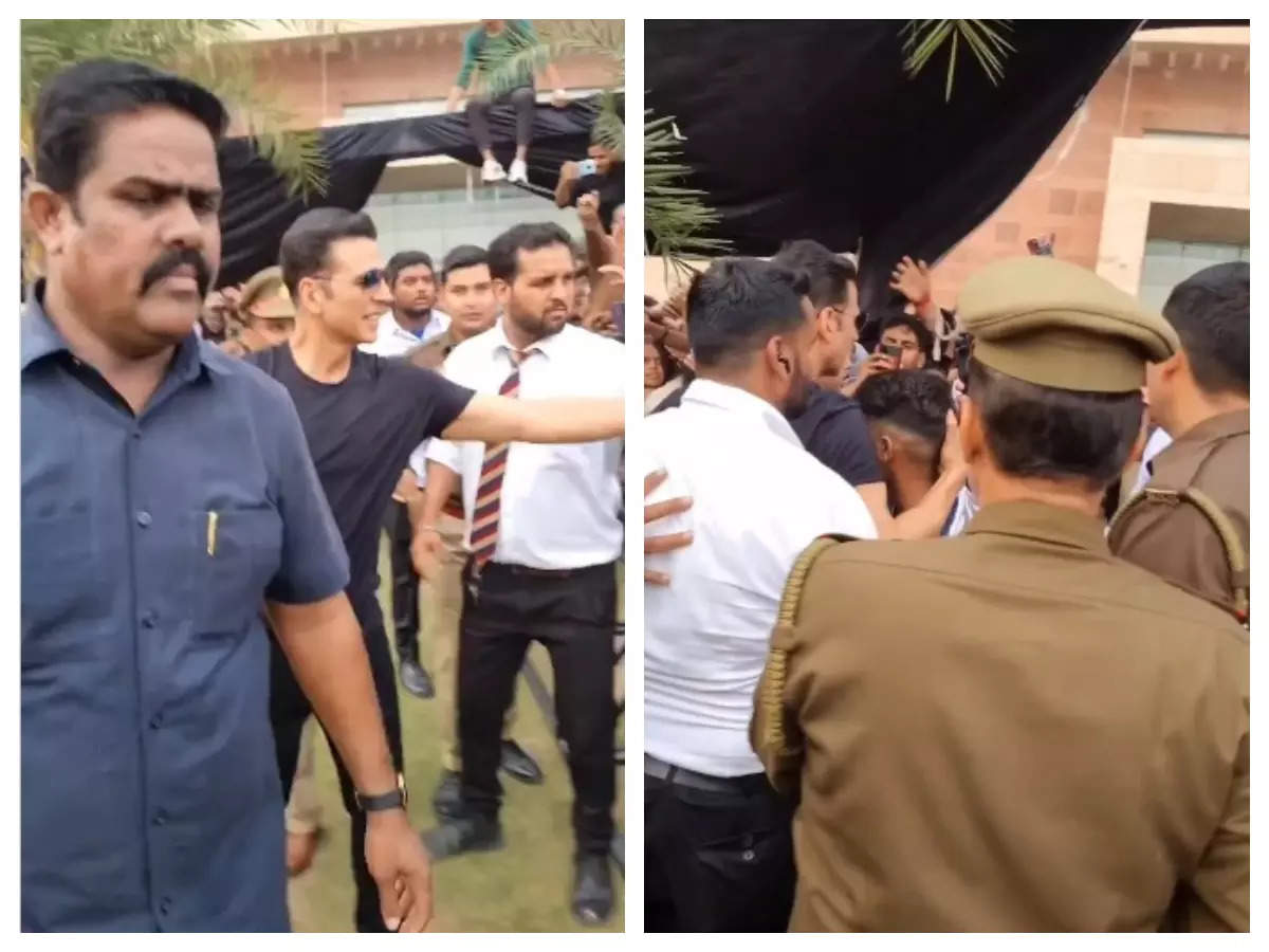 Fan jumps barricades to meet Akshay Kumar