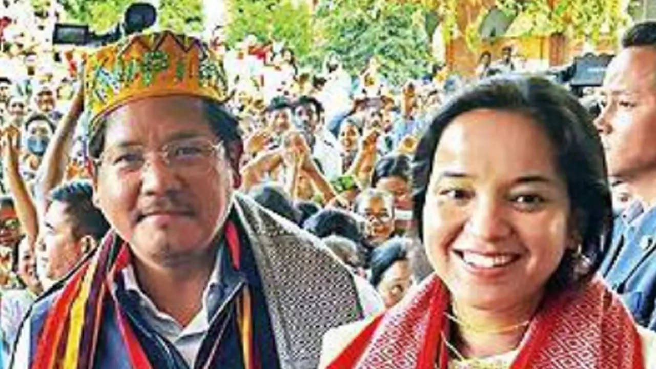 Meghalaya CM Conrad Sangma after his victory in the South Tura assembly seat on Thursday. His NPP, among the regional parties, won the maximum number of seats in Meghalaya
