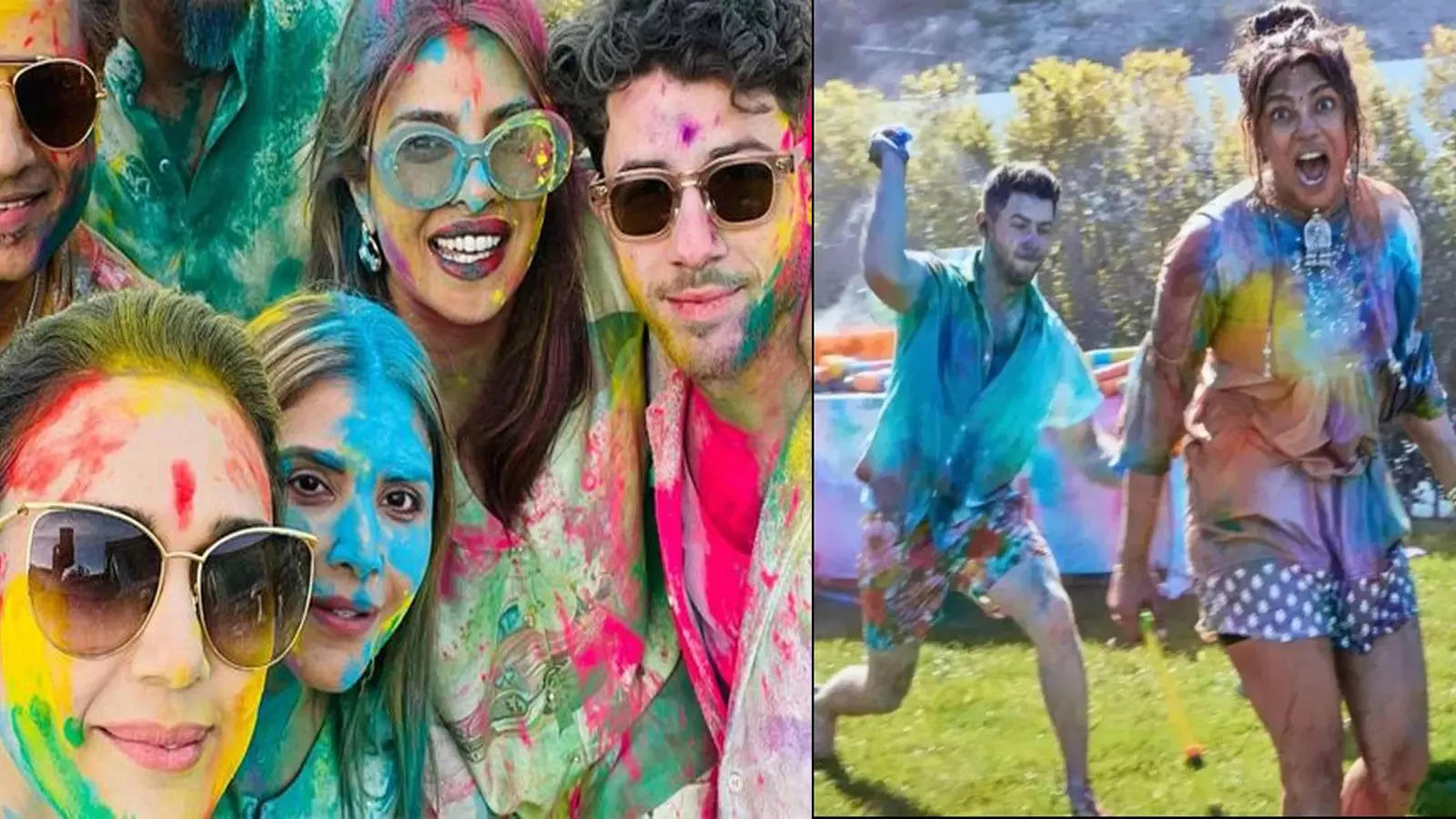 Sneak peek into Priyanka Chopra-Nick Jonas' fun Holi party with ...