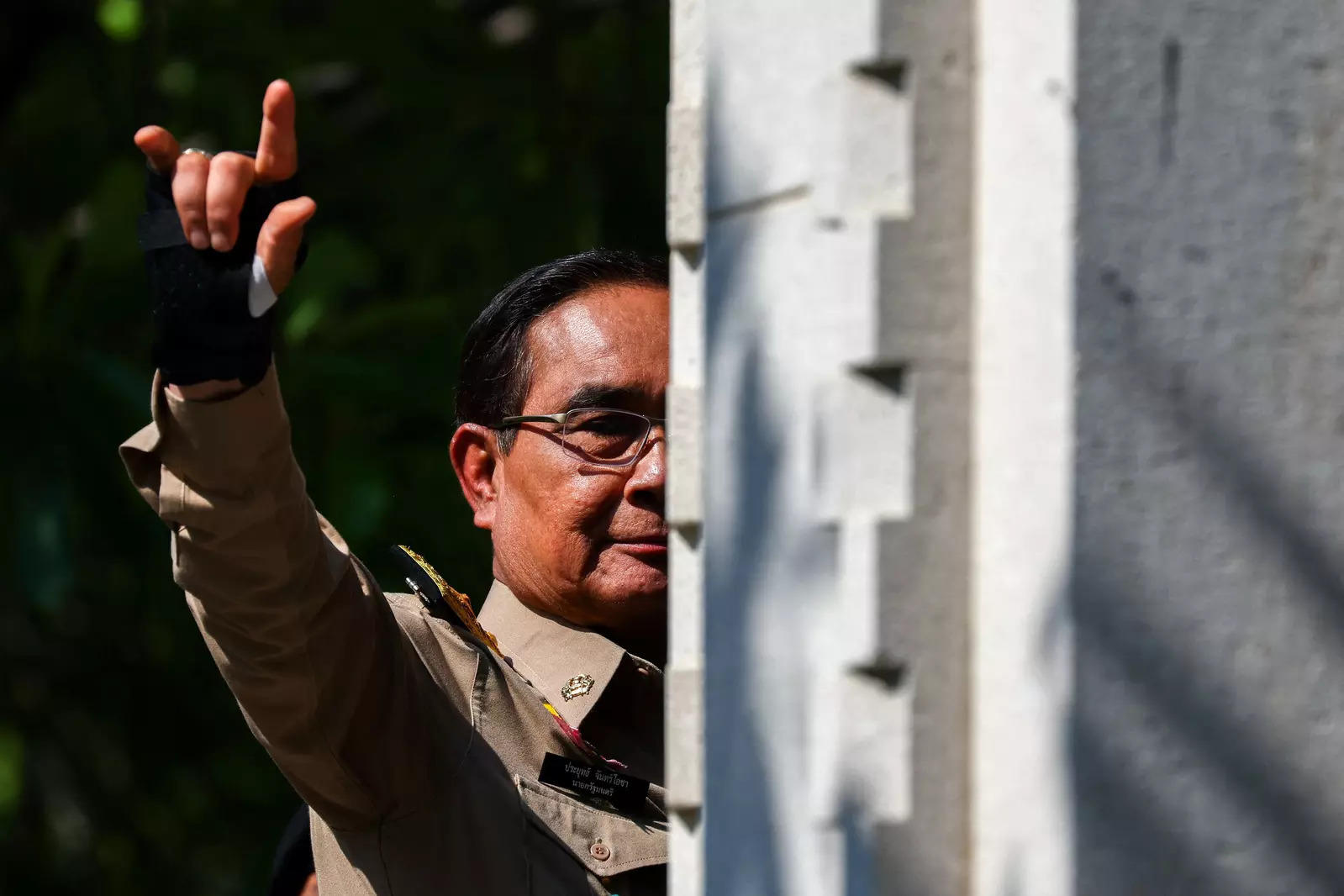 Thailand’s Prime Minister Prayuth Chan-ocha gestures, after Thailand's King Maha Vajiralongkorn has endorsed a decree to dissolve parliament, at the Government House in Bangkok 