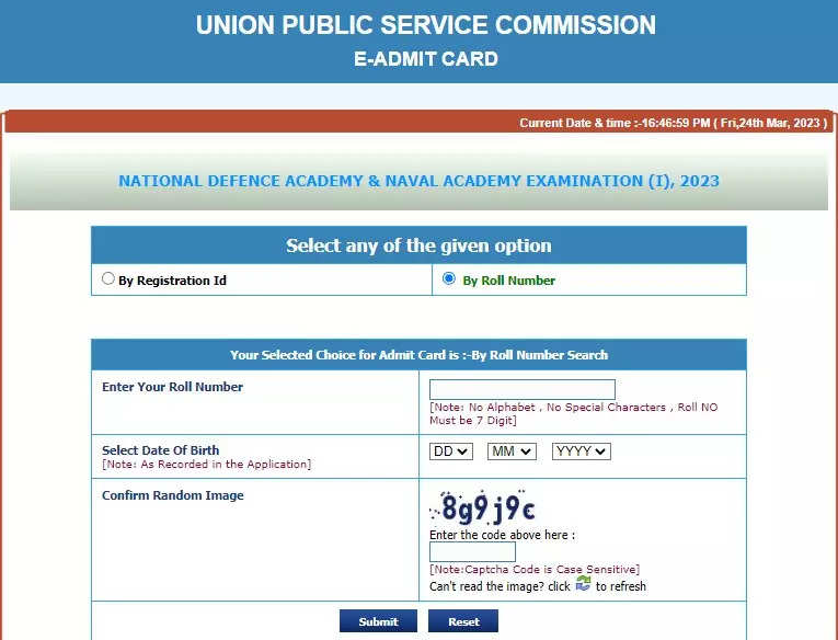 UPSC NDA 1 Admit Card 2023