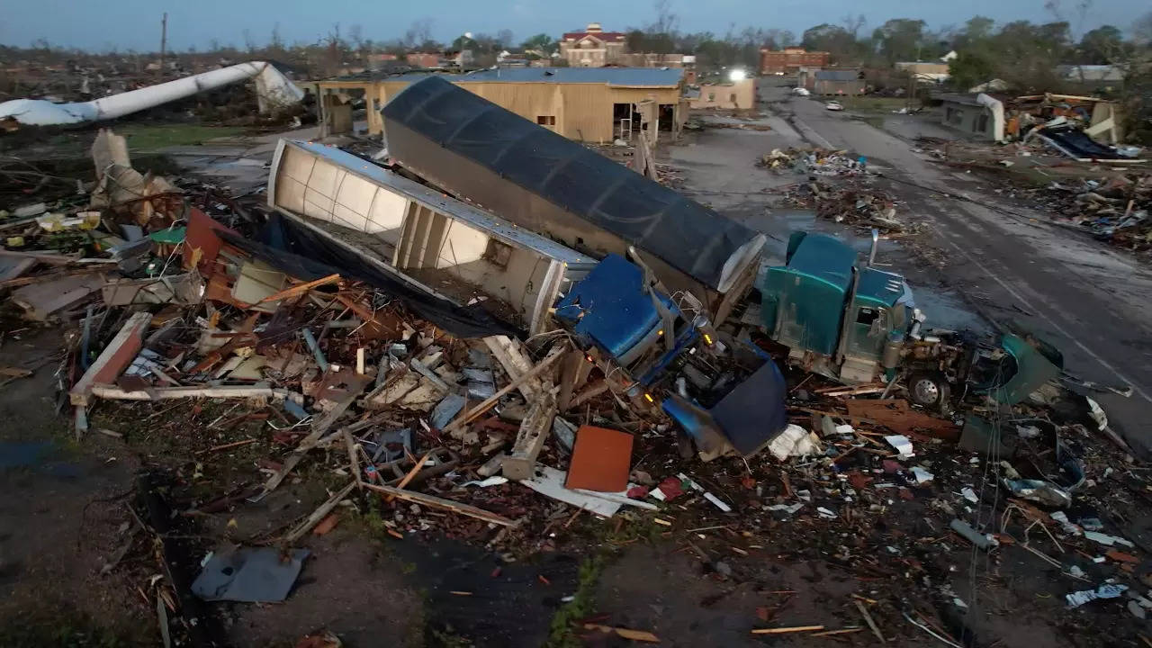 An aerial view of the aftermath of a tornado, in Rolling Fork, Mississippi, US. (Reuters photo)