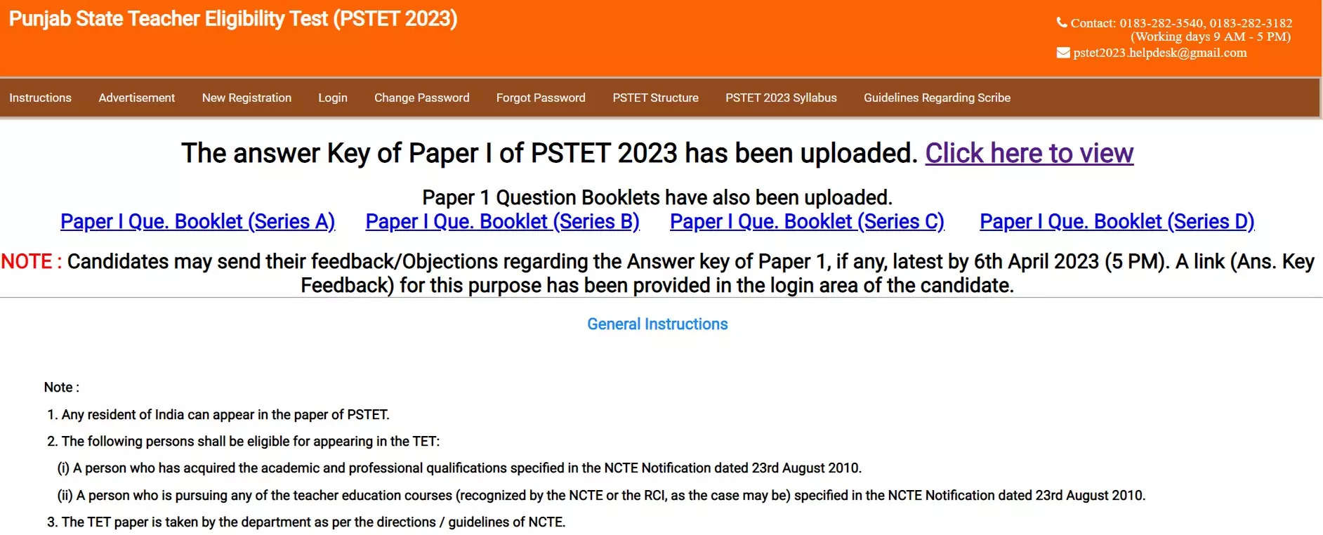 PSTET 2023 Answer Key released on pstet2023.org, download link here – Times of India