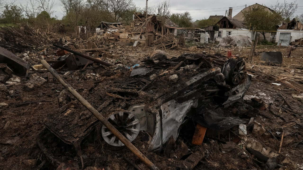 Aftermath of a Russian military strike in Pavlohrad. (Reuters)