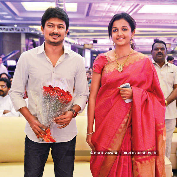 Udhayanidhi And Kiruthiga Clicked During The Wedding Reception Party Of Joseph Prince And Mary Celine Jose Held At Hotel Itc Grand Chola In Chennai On August 17 2013