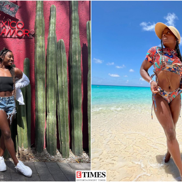 Simone Biles stuns in floral bikini on tropical vacation
