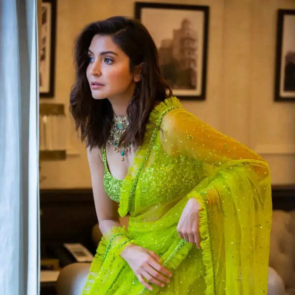 Anushka sharma in 2025 green net saree