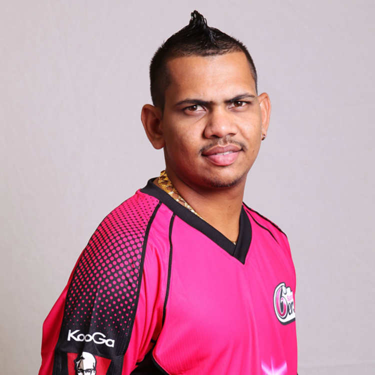 The West Indian mystery spinner Sunil Narine carries his Mohawk