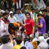 Wrestlers Vinesh Phogat and Sakshi Malik with supporters