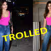 Article image for: TROLLED! Video of Rhea Chakraborty posing in a hot pink <i class="tbold">bodysuit</i> top with denim goes viral; netizens call her 'GOLD DIGGER', 'MURDERER'