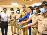​Mumbai Police officials gather to take a pledge against tobacco consumption