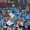 Manchester City supporters cheer ahead of the UEFA Champions League final match against Inter Milan at the Ataturk Olympic Stadium in Istanbul.
