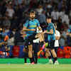 Inter Milan's Nicolo Barella and Francesco Acerbi during the warm up before the match.