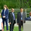Visuals of PM Modi arriving with Indian and American delegates at the North Lawn Gardens of UN headquarters to lead the Yoga Day celebrations.