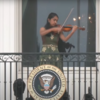 Violin recital by an Indian-origin student on the balcony of the White House as a large crowd of Indian-Americans gathers on the South Lawns of the White House to welcome PM Modi