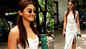 Pooja Hegde slays in a chic white printed thigh-slit midi dress