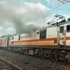 Engine of Karnataka Express caught fire on Sunday morning at Ghatane village along Mohol-Kurduwadi rail route.