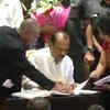 NCP leader Ajit Pawar takes oath as deputy chief minister of Maharashtra at Raj Bhawan.
