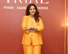 Kajol exudes boss lady vibes in an orange pantsuit at the promotion of The Trial