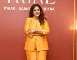 Kajol exudes boss lady vibes in an orange pantsuit at the promotion of The Trial