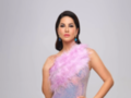 Sunny Leone sparkles in a lavender shimmer dress