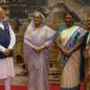 Bangladesh Prime Minister Sheikh Hasina arrives at Bharat Mandapam in Delhi for the G20 Dinner