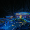 Visual of Bharat Bharat Mandapam decorated with lights