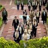 Leaders on their way to pay homage to Mahatma Gandhi and lay a wreath.