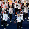 Members of Kyrgyzstan's contingent in the athletes parade