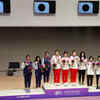 India shooters Divya, Esha Singh and Palak with silver medals in Women's 10m Air Pistol Team event