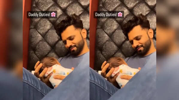 Rahul doing the ‘daddy duties’