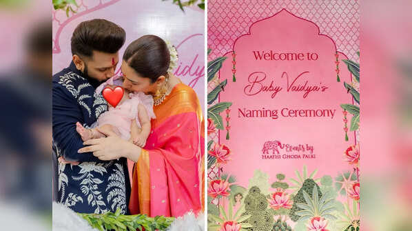 Disha Parmar, Rahul Vaidya can't stop kissing their daughter Navya at her naming ceremony, see pics