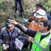 President of international tunnelling and underground space association from Australia Arnold Dixinspecting vertical drilling site just above the tunnel.